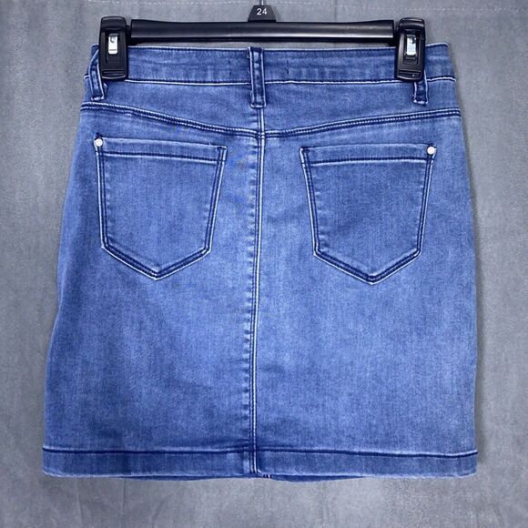 Missguided Jean Skirt Women 6 Blue Medium Wash Mini Cotton Blend Zipper Casual - Picture 4 of 7